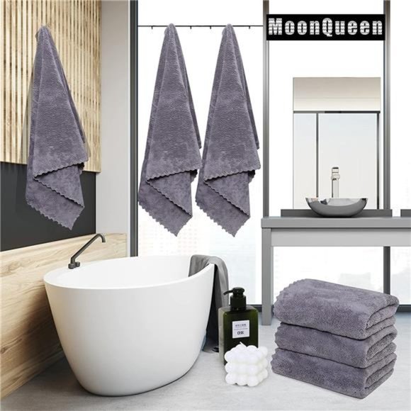 2 Pack Premium Bath Towel Set - Quick Drying - Microfiber Coral Velvet Highly - Picture 3 of 7